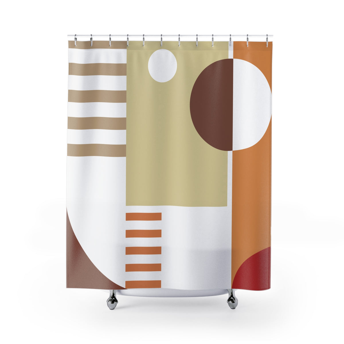 Abstract Geometric Shower Curtain – Warm Modern Balance