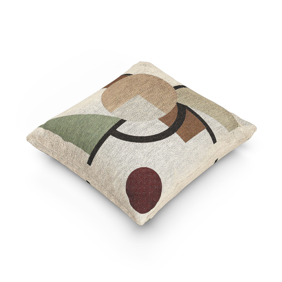 “Elemental Assembly” – Geometric Throw Pillow in Earth & Moss Tones