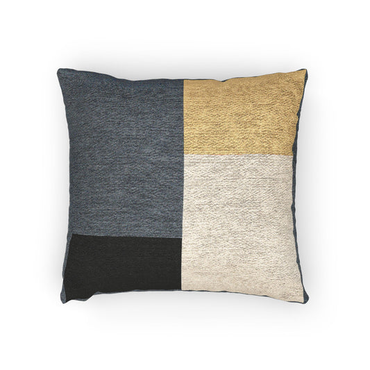 Quadrant Contrast Throw Pillow – Black, White & Mustard Minimalism