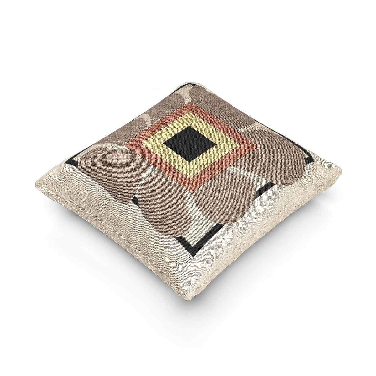 “Petal Frame” – Geometric Floral Throw Pillow in Sunset Tones