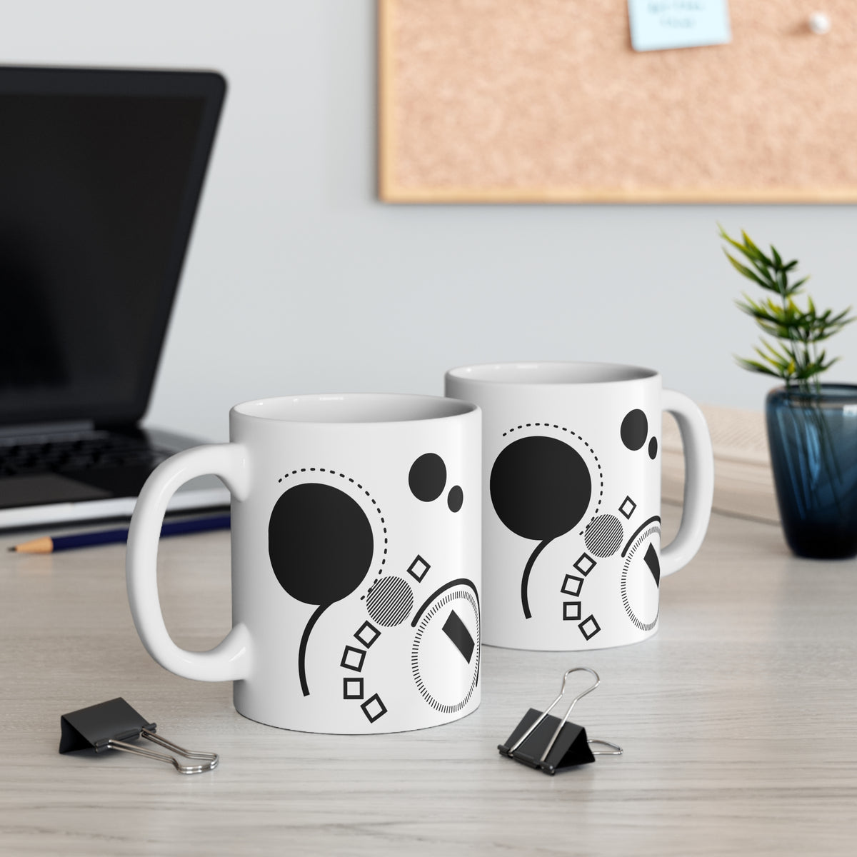 Zen Arc Mug | 11oz Ceramic Coffee Mug | Minimalist Abstract Line Art in Black