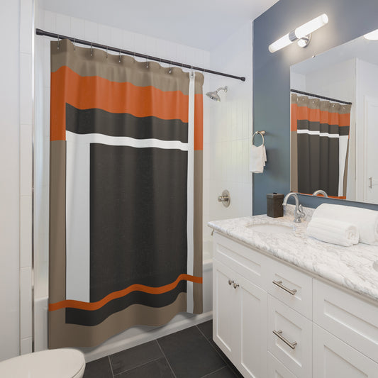 Bold Block Geometric Shower Curtain – Modern Abstract Accent