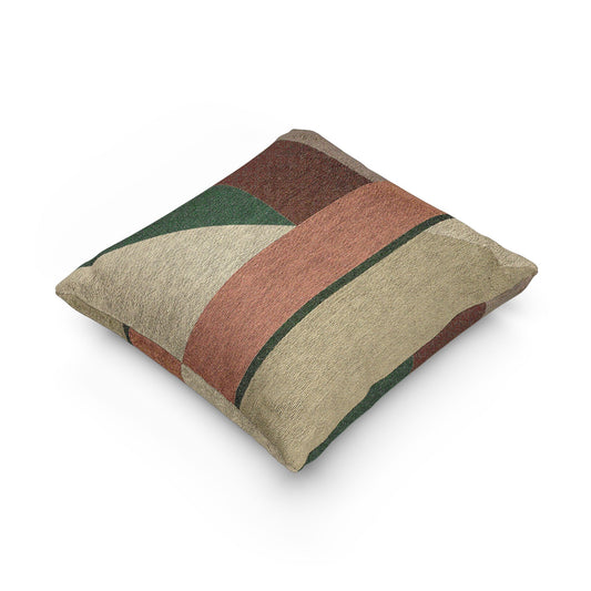 Earthy Abstract Woven Throw Pillow | Terracotta, Sage & Taupe Geometric Cushion