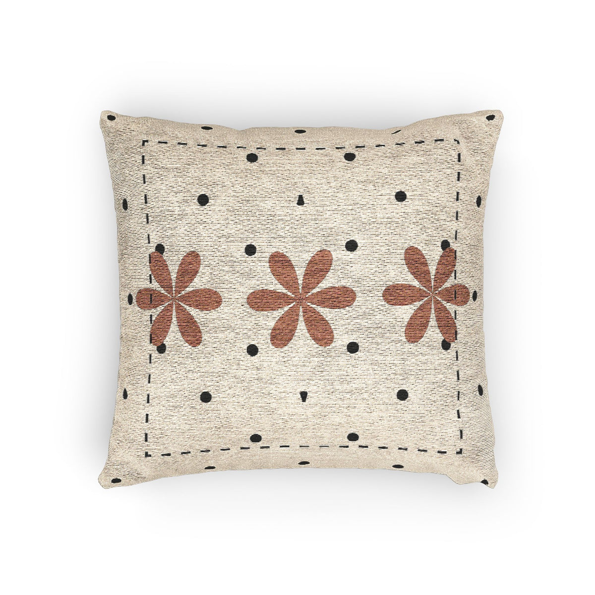 Floral Grid – Geometric Woven Throw Pillow