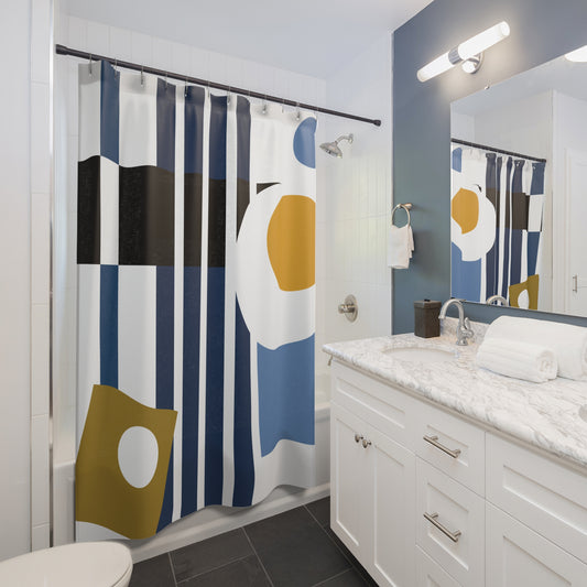 Bold Geometric Circles Shower Curtain – Contemporary Modern Accent
