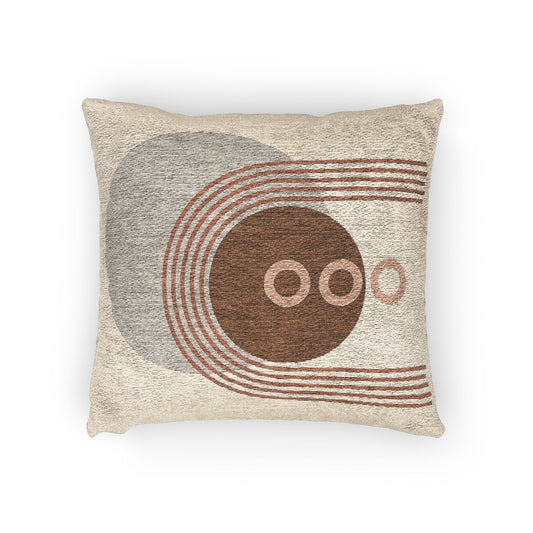 Terracotta Cascade – Geometric Woven Throw Pillow