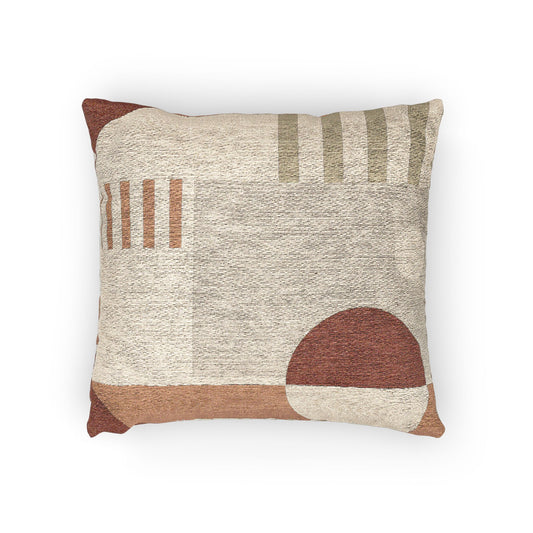 Earthy Minimalist Geometric Throw Pillow – Modern Woven Accent