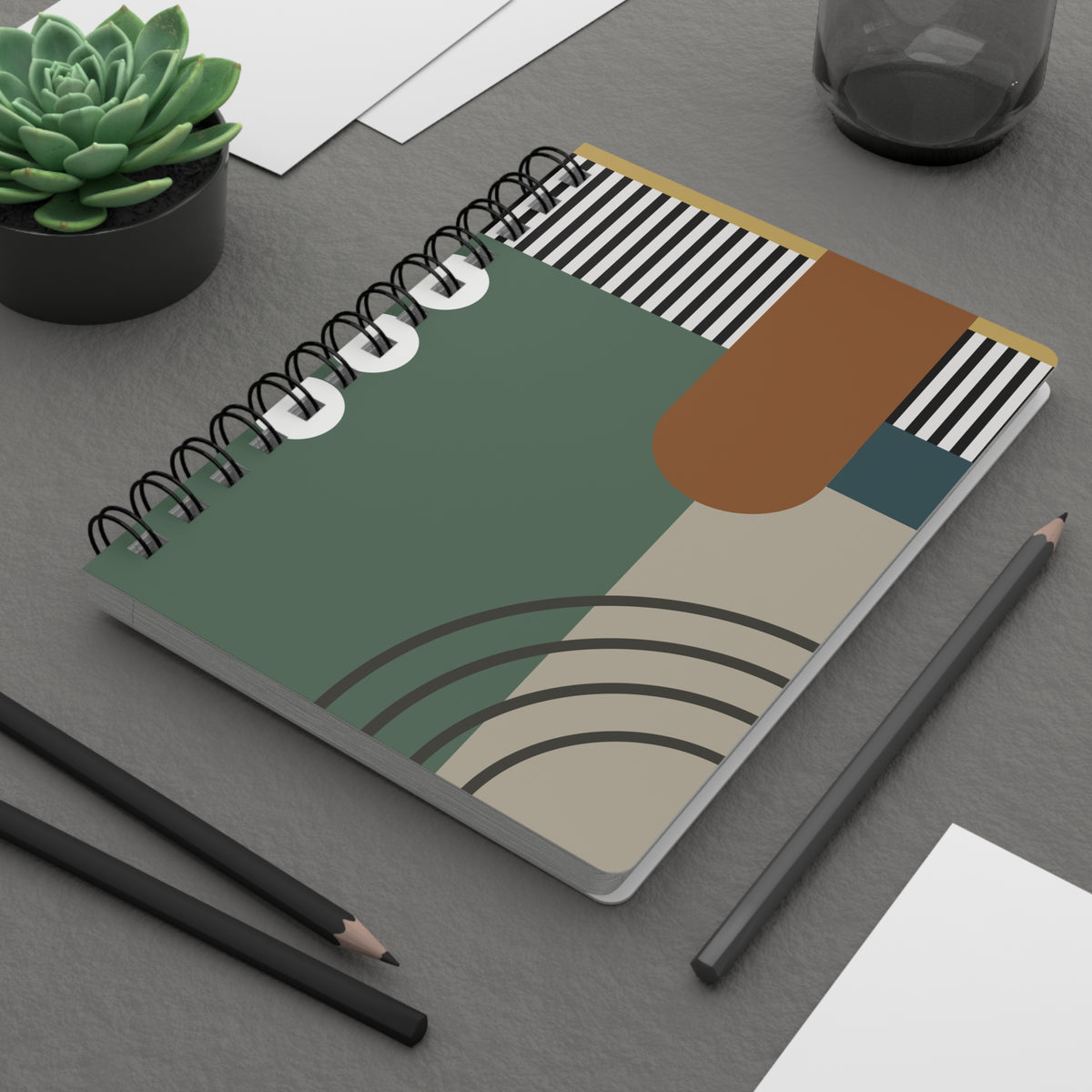 Abstract Bauhaus Style Stationery | Earthy Modern Geometric Design