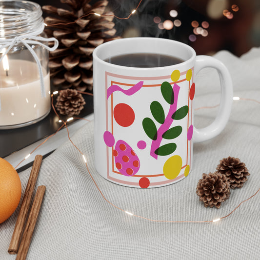 Whimsy Meets Nature – Abstract Botanical Ceramic Mug