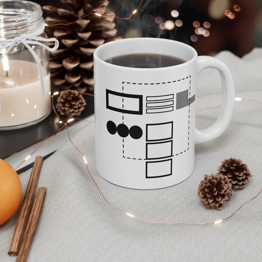 Three Lines Mug | 11oz Ceramic Coffee Mug | Modern Minimalist Black & White Design