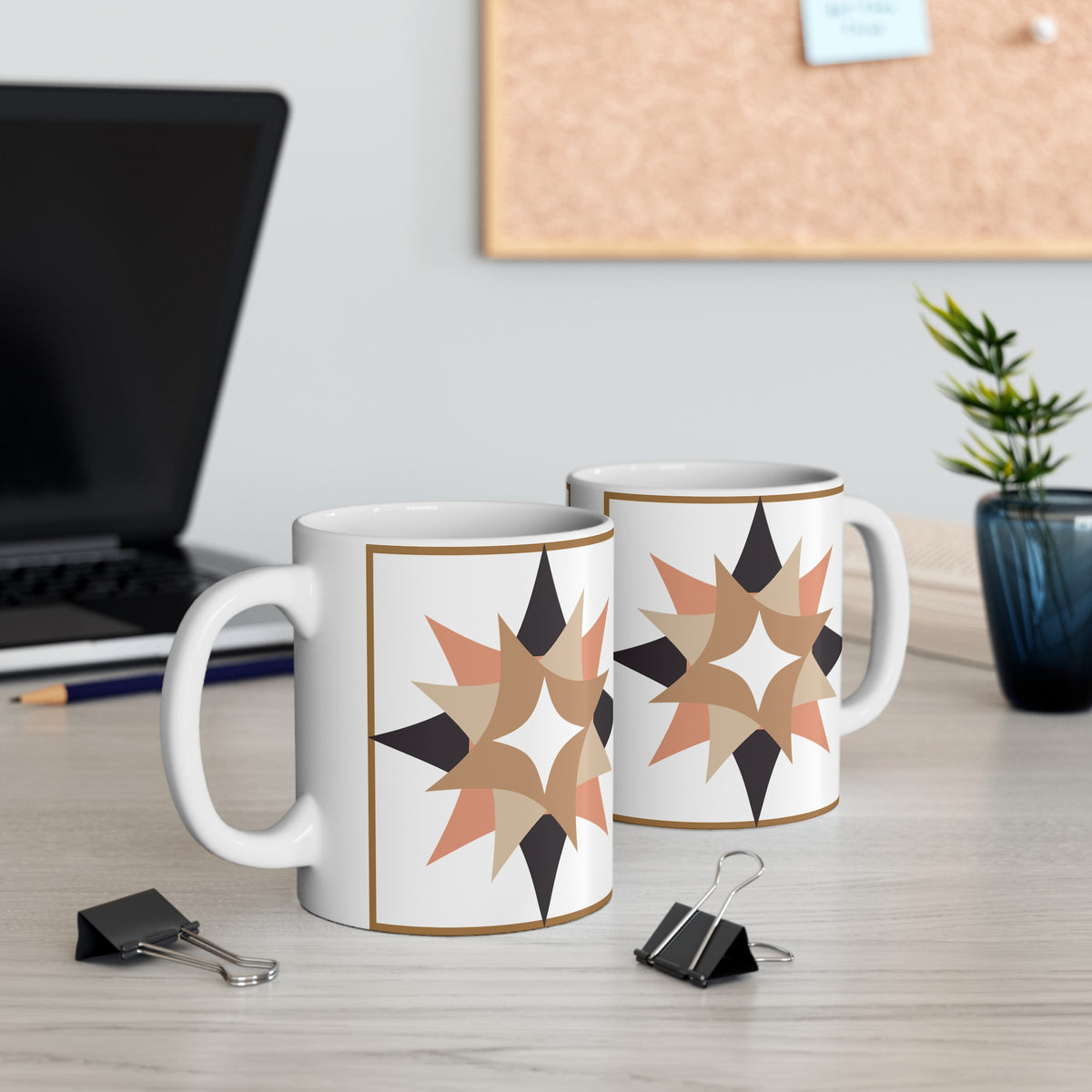 “Nested Harmony” – Ceramic Mug with Layered Star Motif