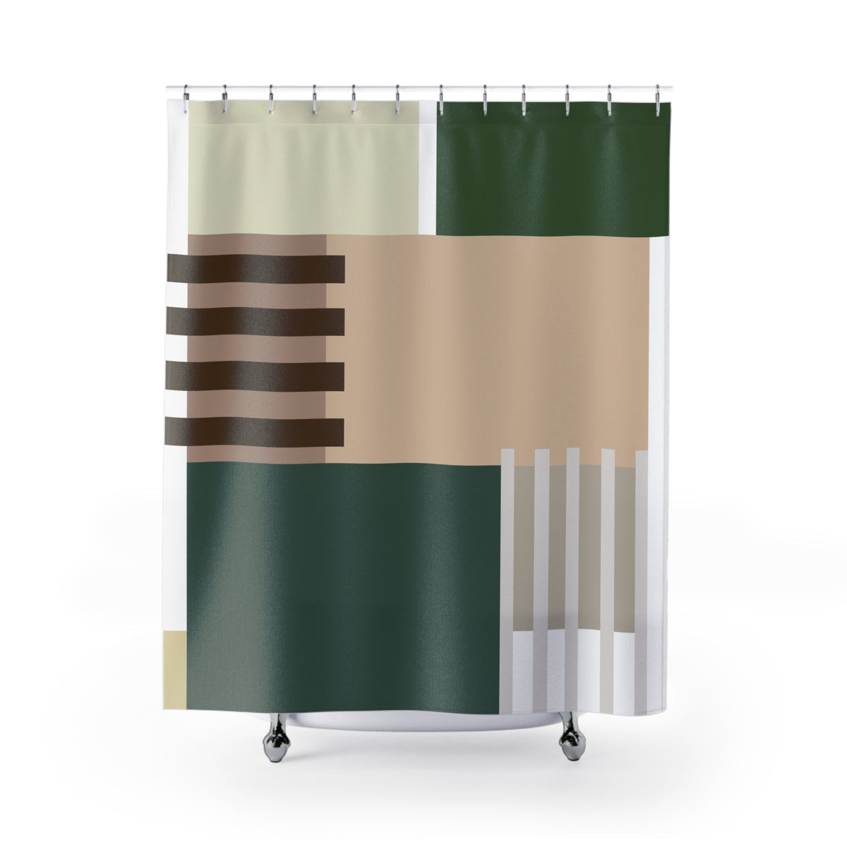 Earthy Abstract Geometric Shower Curtain – Minimalist Modern Balance
