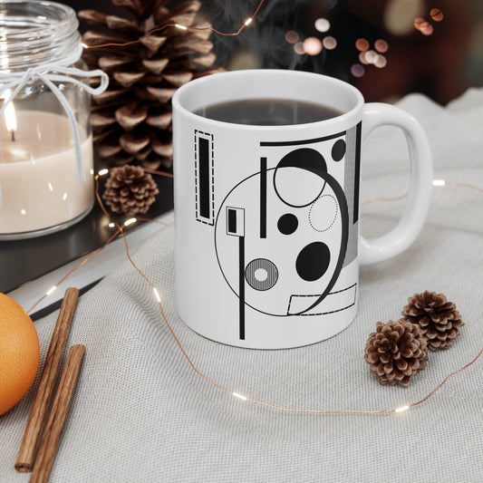 Lunar Arc Mug | 11oz Ceramic Coffee Mug | Black Abstract Minimalist Moon-Inspired Design