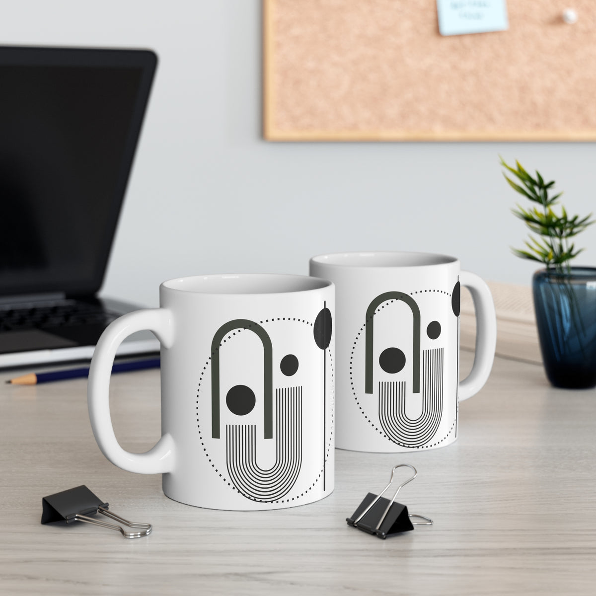 "Urban Echo" Mug | Minimalist Ceramic Mug with Geometric Line Art | Modern Architecture-Inspired Gift