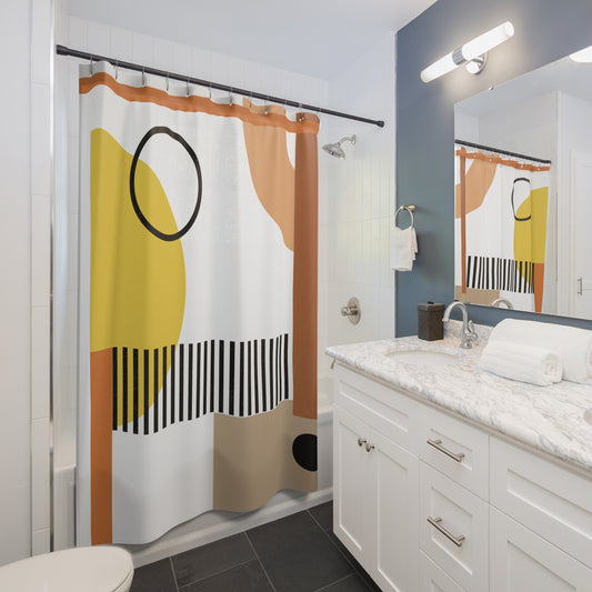 Minimalist Abstract Geometric Shower Curtain – Bold Modern Accent