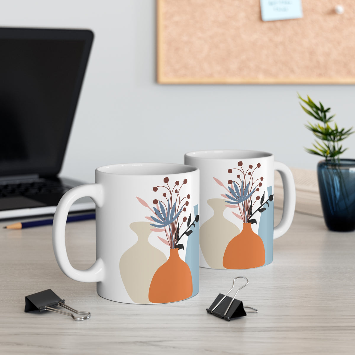 Still Life in Color – Ceramic Vase Set with Botanical Accent