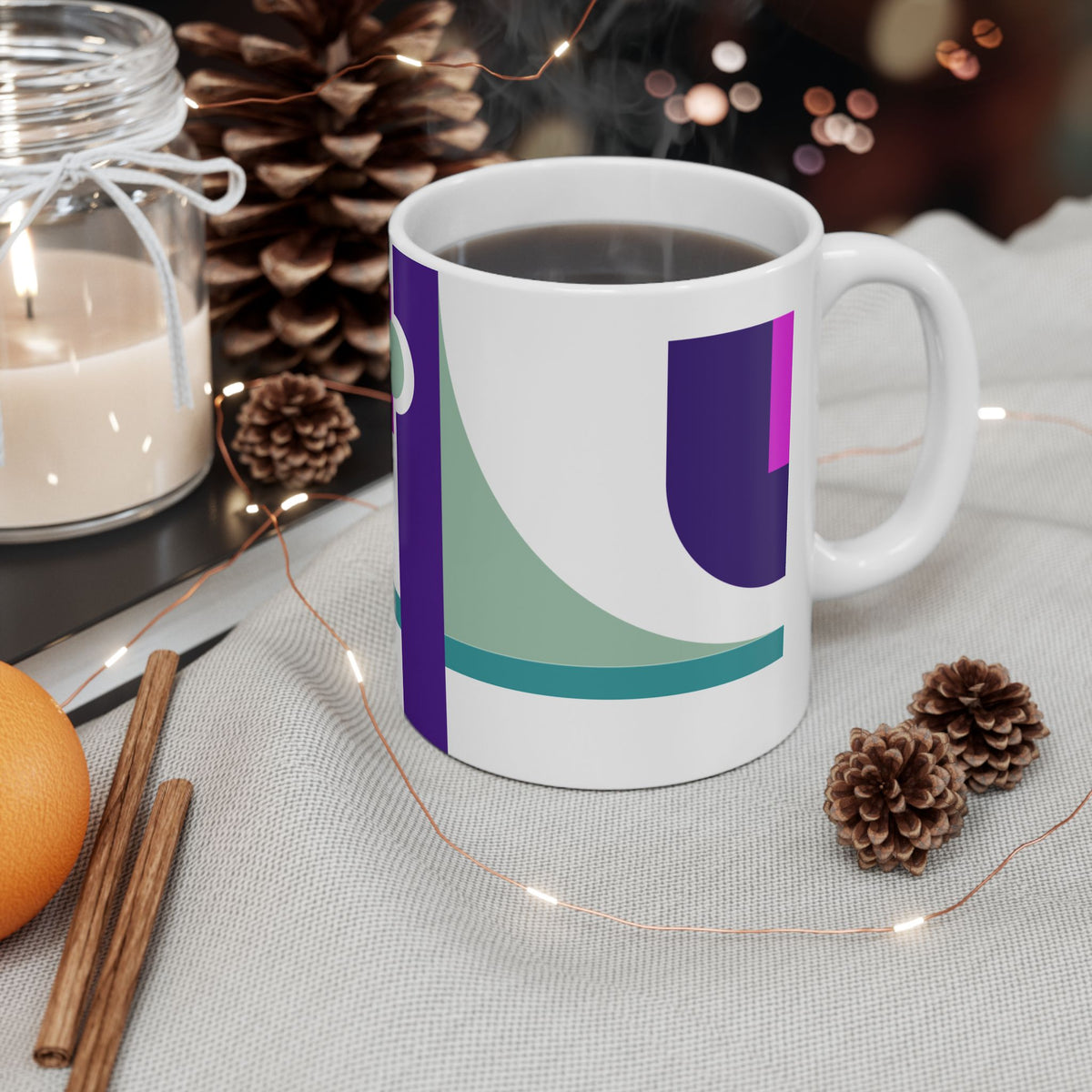 Magenta, Purple & Teal Abstract Geometry Coffee Mug | 11 oz Mug