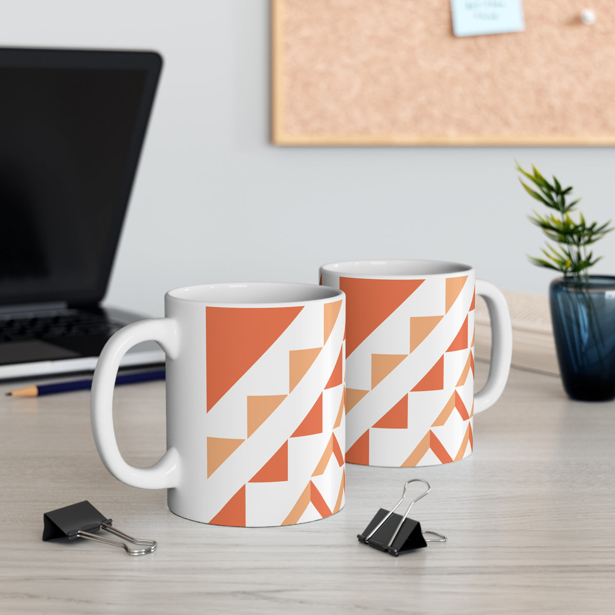 “Diagonal Rhythm” – Geometric Accent Mug in Warm Hues
