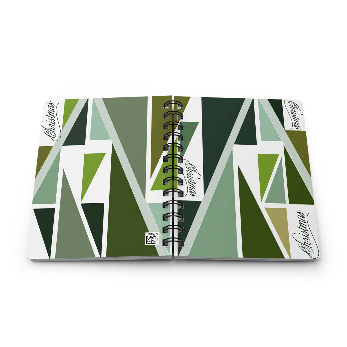 Mid-Century Modern Geometric Christmas Tree Spiral Notebook