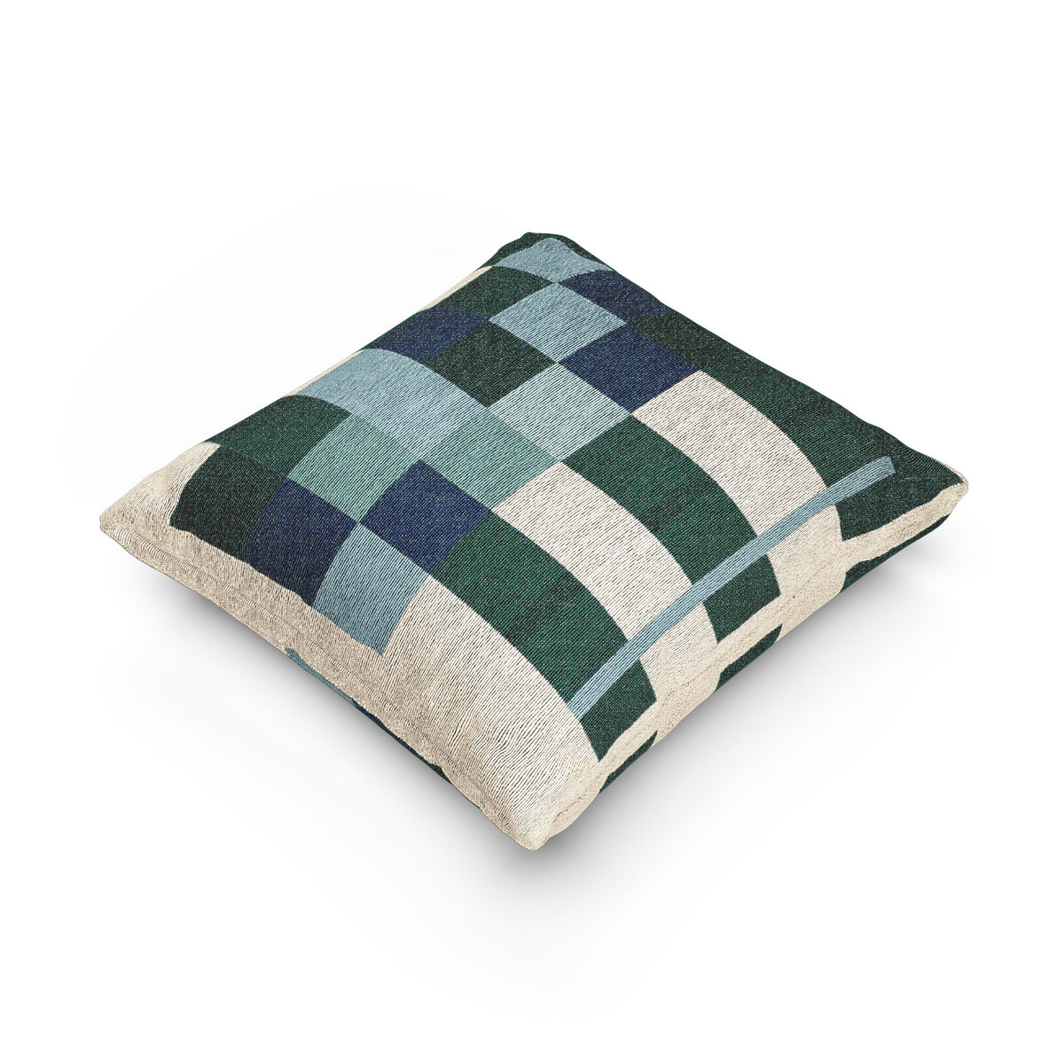Modular Grid Throw Pillow – Teal, Blue & Graphite Geometry