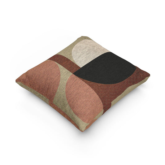 Abstract Geometric Woven Throw Pillow | Mid-Century Modern Color Block Cushion