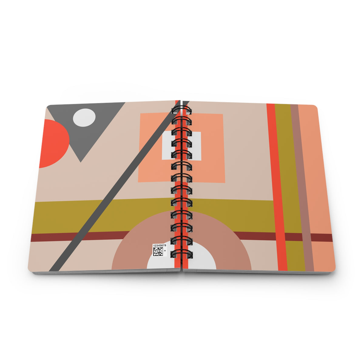 Peach & Olive Geometric Spiral Notebook