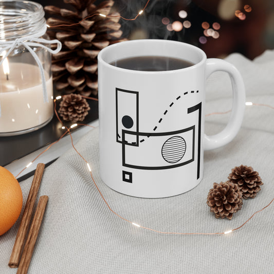 Structured Contrast Mug | 11oz Ceramic Coffee Mug | Modern Geometric Abstract Design