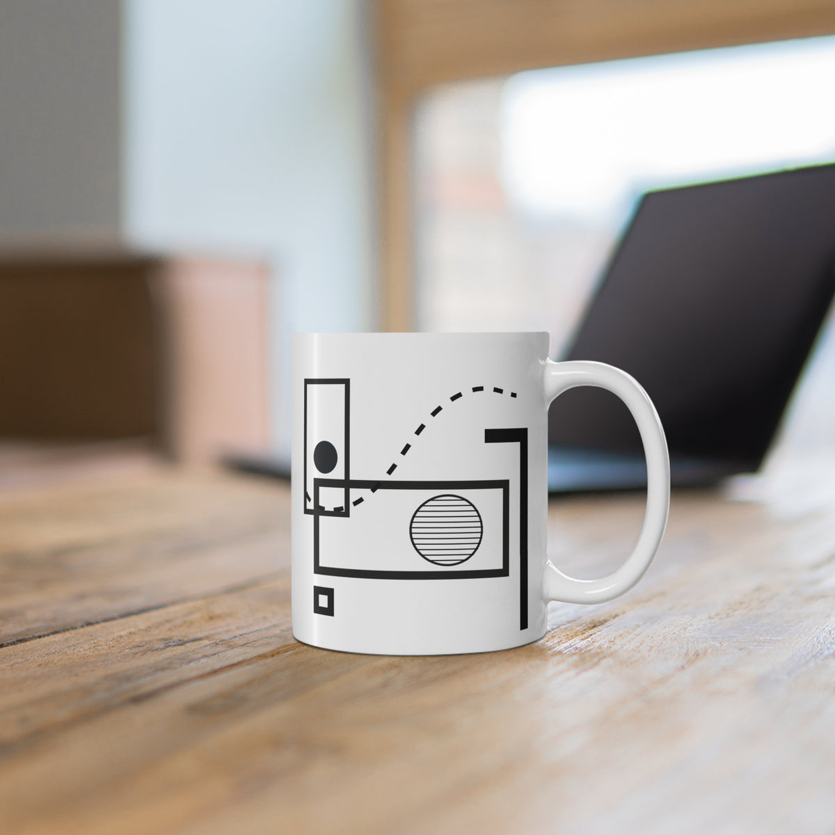 Structured Contrast Mug | 11oz Ceramic Coffee Mug | Modern Geometric Abstract Design