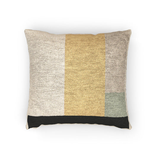 Color Block Harmony Throw Pillow – Black, Mustard & Earth Tones