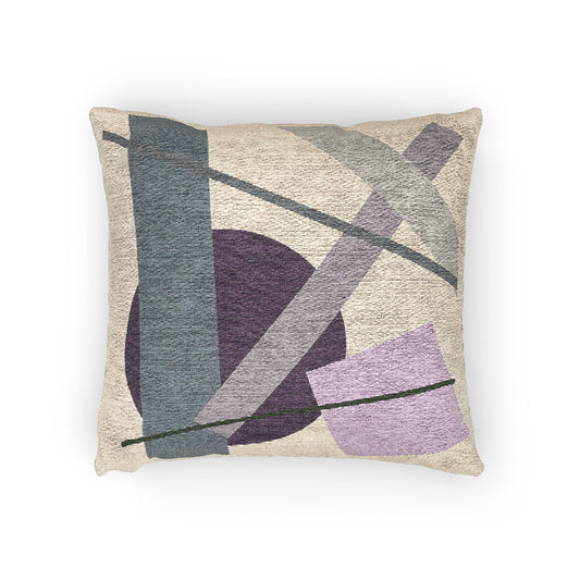 “Intersect Drift” – Abstract Throw Pillow in Lavender, Gray & Violet