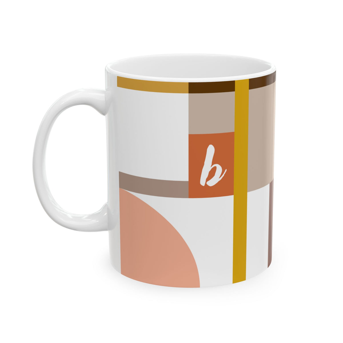 "B" Structural Grid – Bauhaus Abstract Monogram Mug | 11 oz Mug