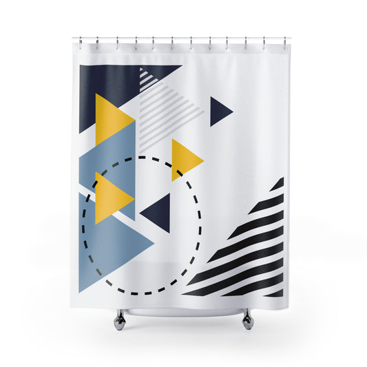 Modern Geometric Shower Curtain | Stylish Bathroom Decor | Unique Triangle Design