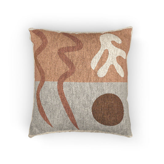 “Sun & Root” – Abstract Nature-Inspired Throw Pillow