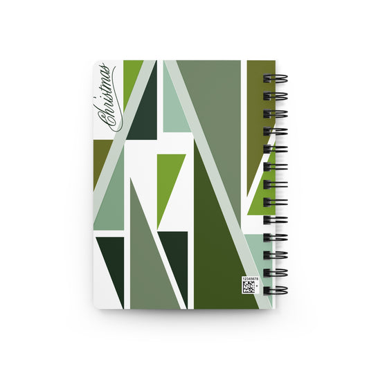 Mid-Century Modern Geometric Christmas Tree Spiral Notebook