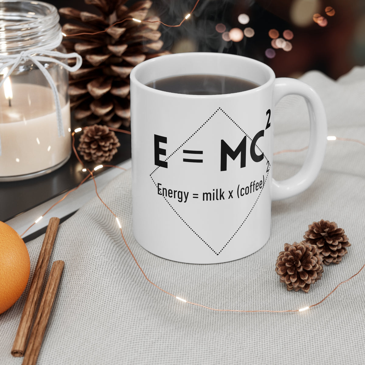E = MC² Coffee Mug | 11oz Funny Science Mug | Energy = Milk x Coffee Formula Design