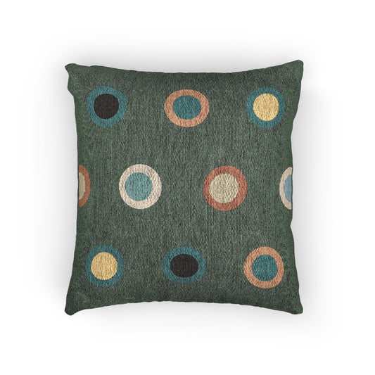 “Signal Circles” – Geometric Color-Blocked Throw Pillow - Grey
