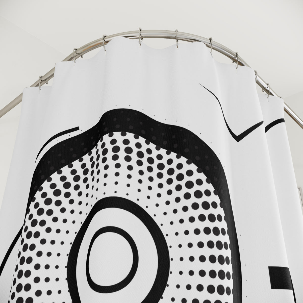 Modern Halo – Black Geometric Shower Curtain