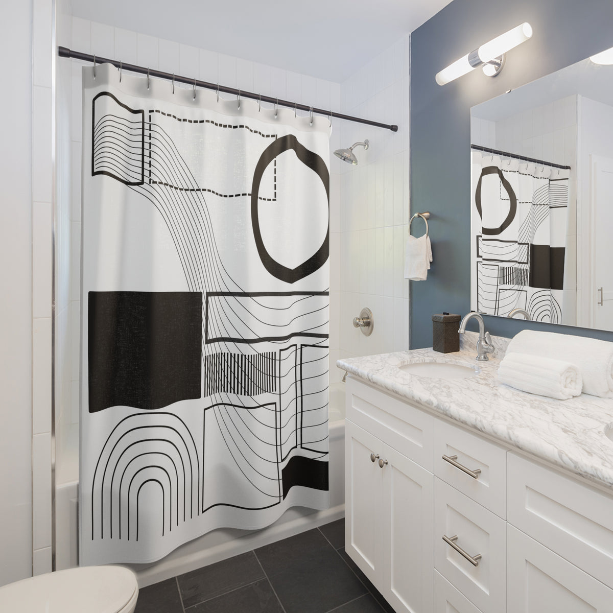 Linear Minimalism – Geometric Shower Curtain