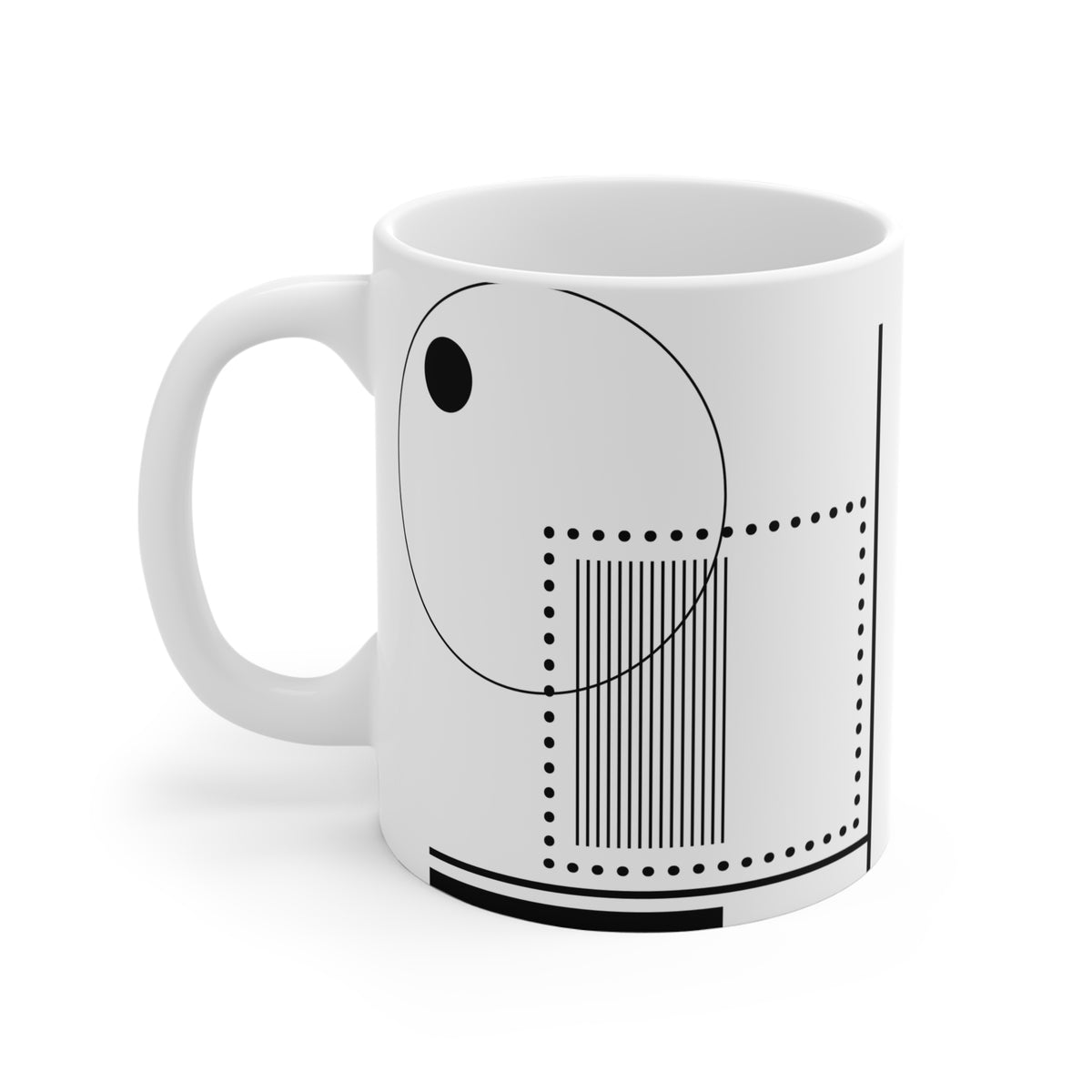 Yin-Modern Mug | 11oz Ceramic Coffee Mug | Black & White Geometric Minimalist Design