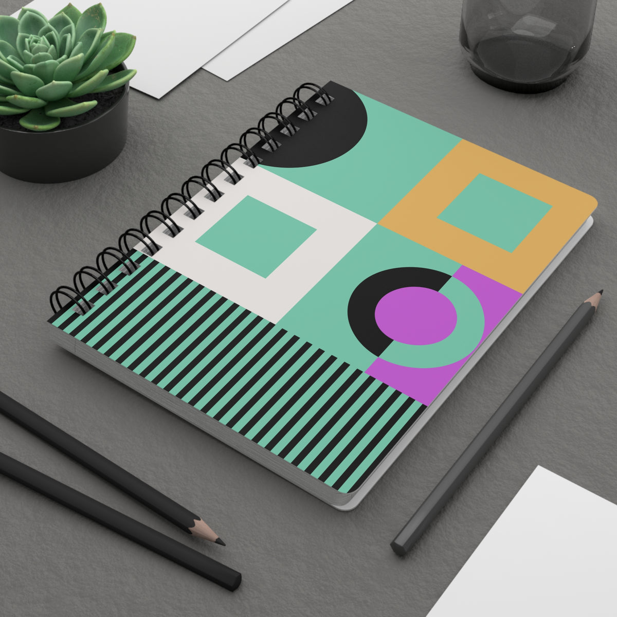 Grid Spectrum Spiral Notebook