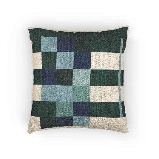 Modular Grid Throw Pillow – Teal, Blue & Graphite Geometry