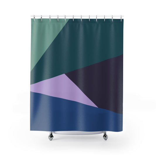 Geometric Triangle Abstract Shower Curtain | Modern Cool Tones Art Decor