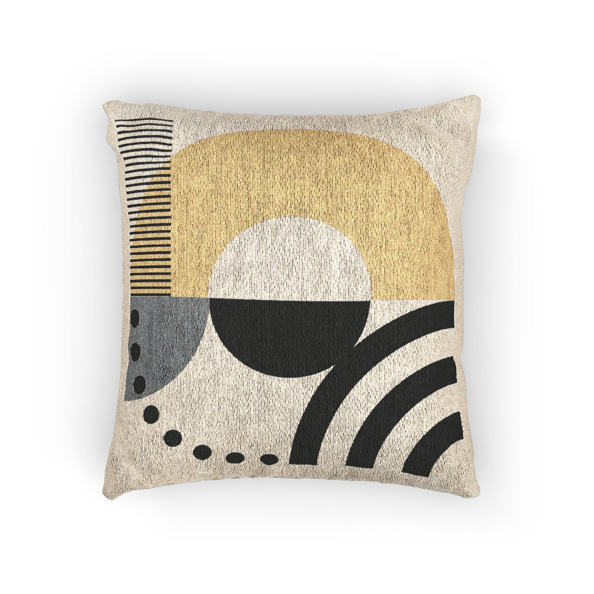 Mid-Century Arc – Geometric Woven Throw Pillow
