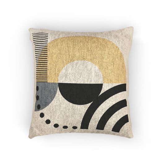 Mid-Century Arc – Geometric Woven Throw Pillow