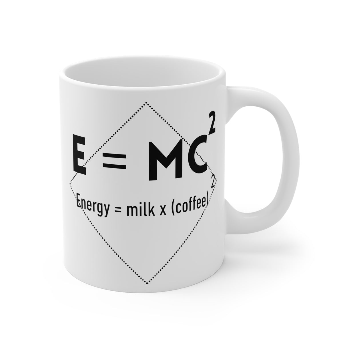 E = MC² Coffee Mug | 11oz Funny Science Mug | Energy = Milk x Coffee Formula Design