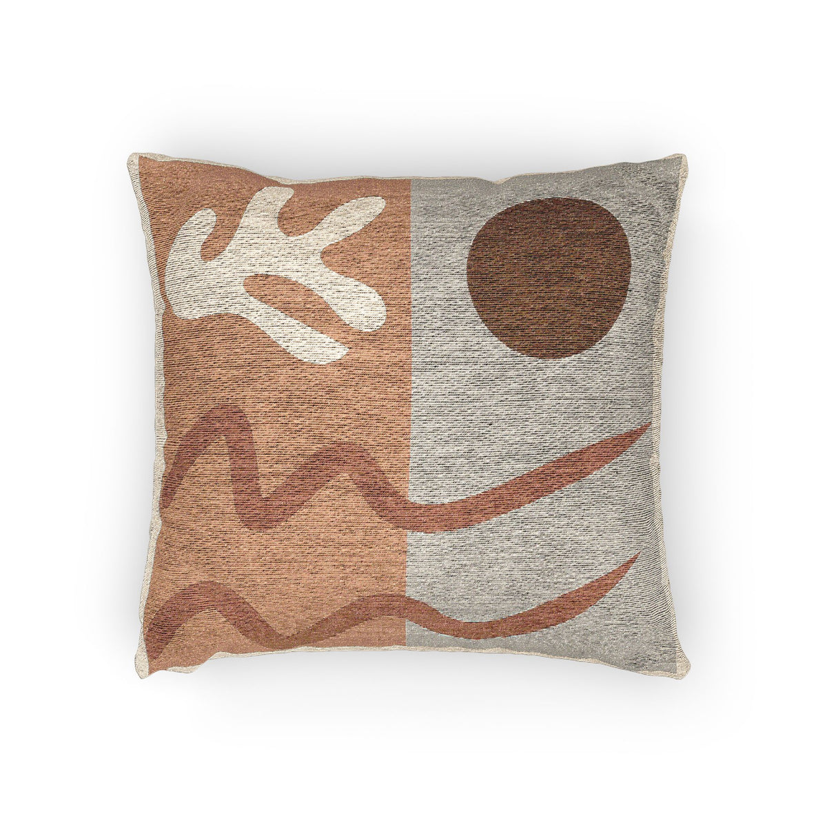 “Sun & Root” – Abstract Nature-Inspired Throw Pillow