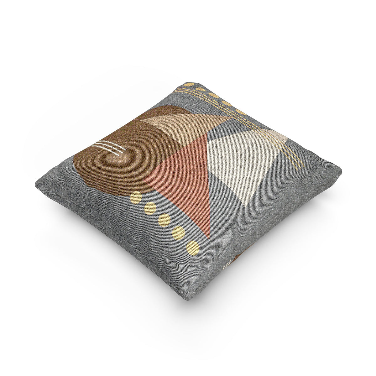 Signal Array Throw Pillow – Triangles, Circles & Lines in Earth & Citrus Tones
