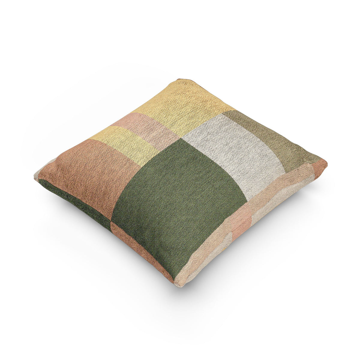 Earthy Geometric Block Throw Pillow – Woven Accent Cushion