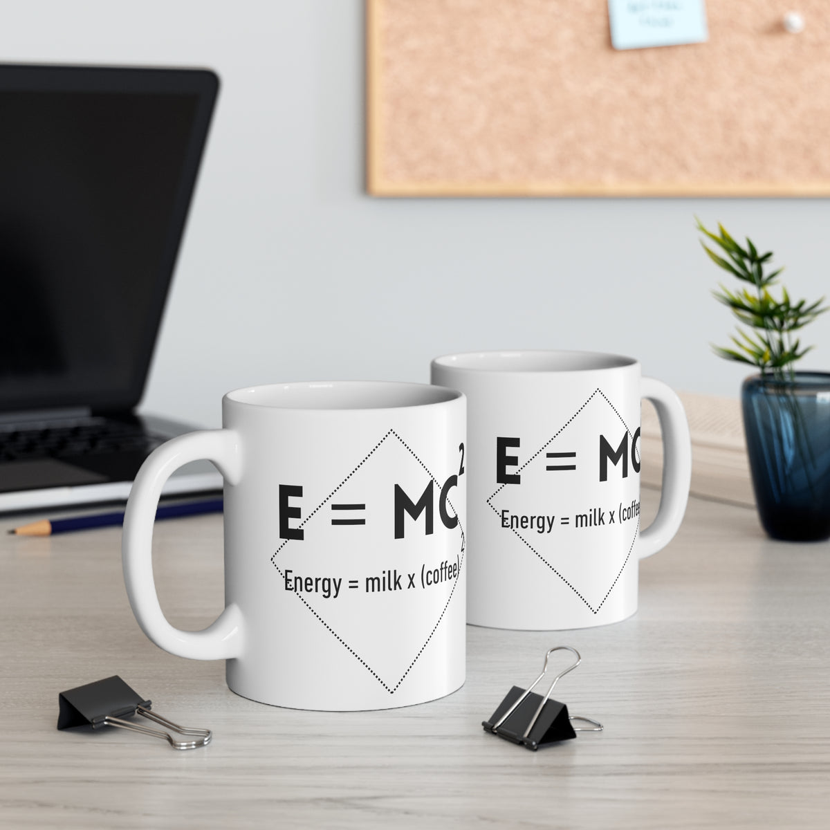 E = MC² Coffee Mug | 11oz Funny Science Mug | Energy = Milk x Coffee Formula Design