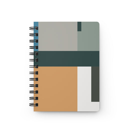 Minimalist Color Block Spiral Notebook | Earthy Teal, Ochre & Gray Modern Journal